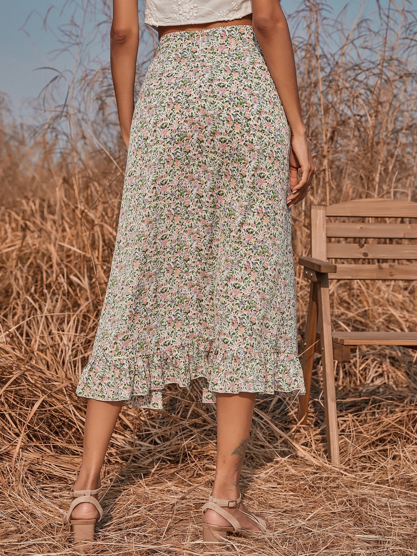 Floral Skirt Mid-length Sai Feel