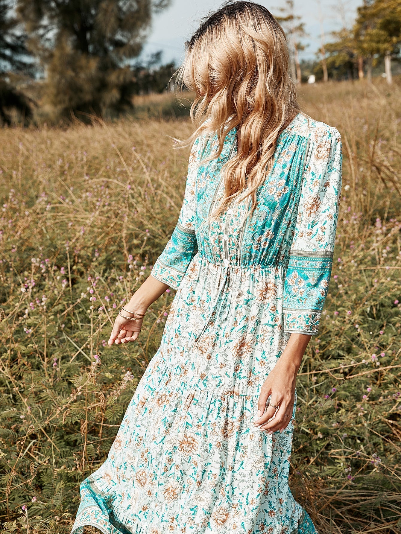 Floral green maxi dress Sai Feel