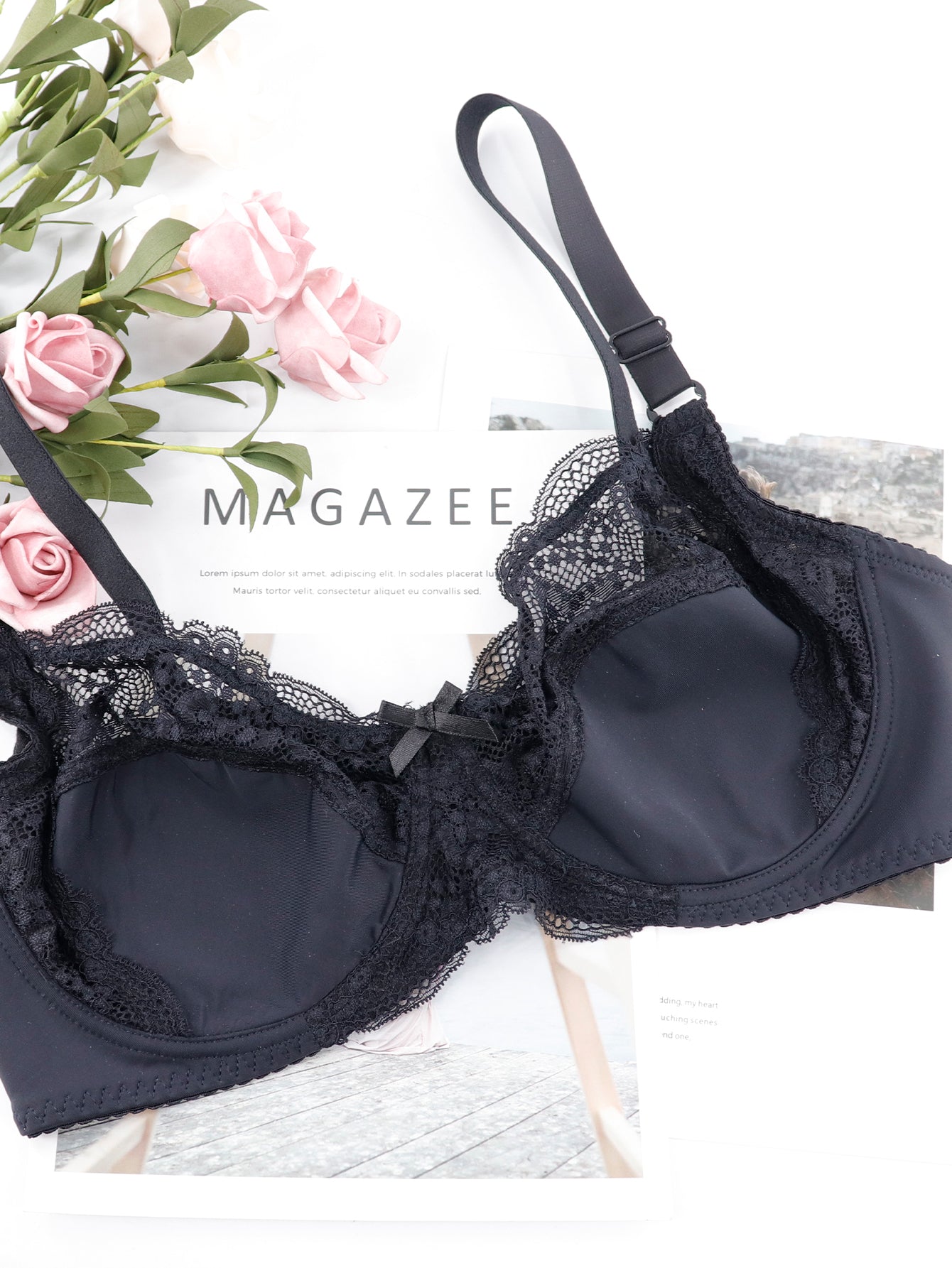 Floral lace Sexy women Bra Floral Unlined Push Up Bras Underwire Bralette Female Brassiere Plus Size Super Thin Sai Feel