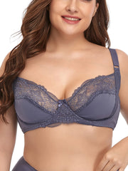 Floral lace Sexy women Bra Floral Unlined Push Up Bras Underwire Bralette Female Brassiere Plus Size Super Thin Sai Feel