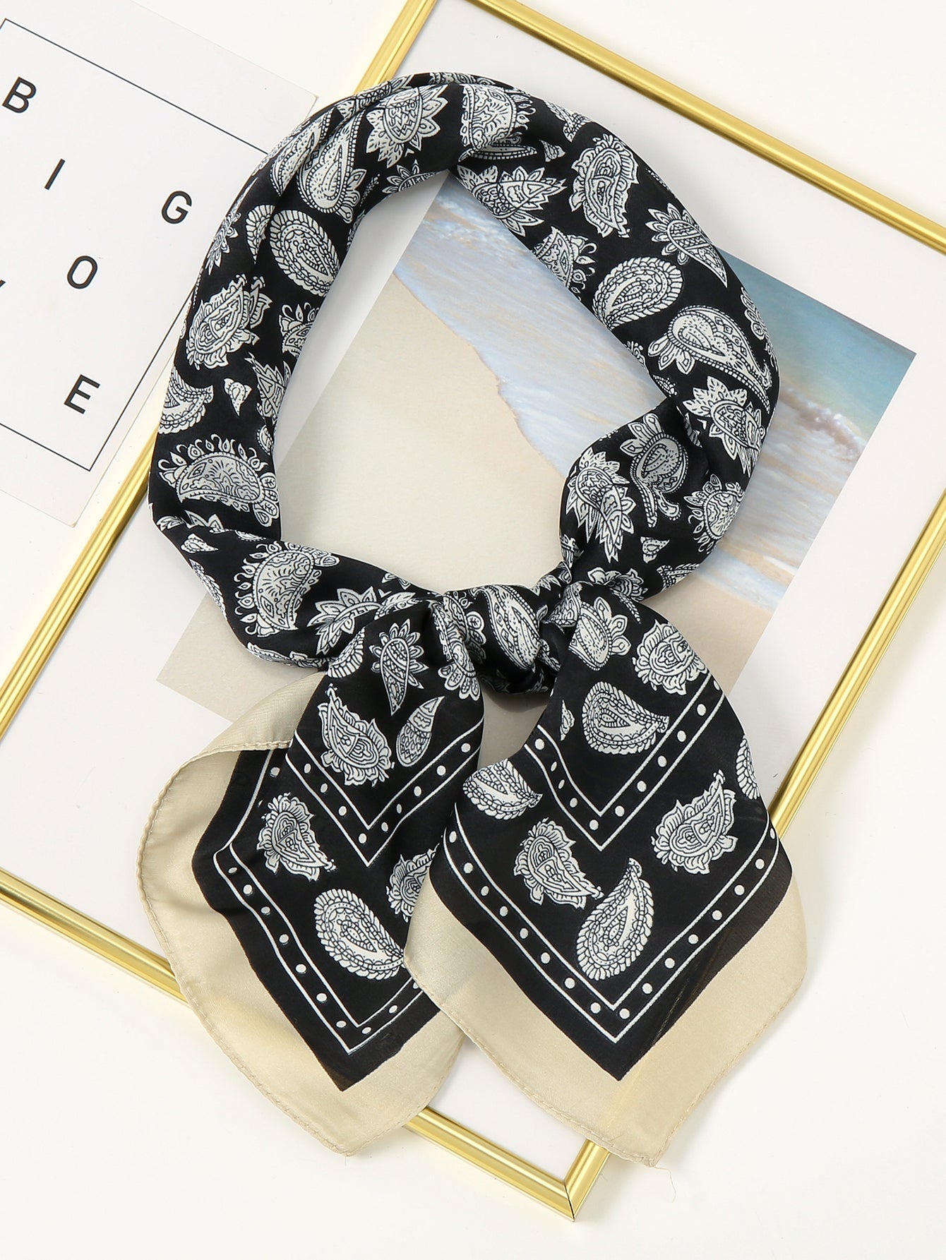 Floral pattern printed chiffon square scarf Sai Feel