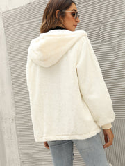 Fluffy Faux Rabbit Fur Zipper Up Hoodie Coat Sai Feel