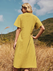 Fresh and Casual Lotus Leaf Sleeve Yellow Dress Sai Feel