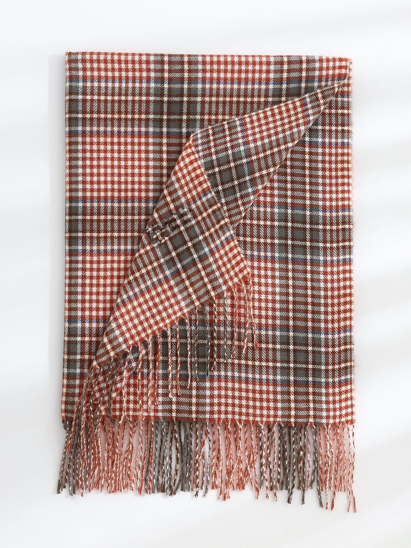 Fringe Hem Plaid Scarf Sai Feel