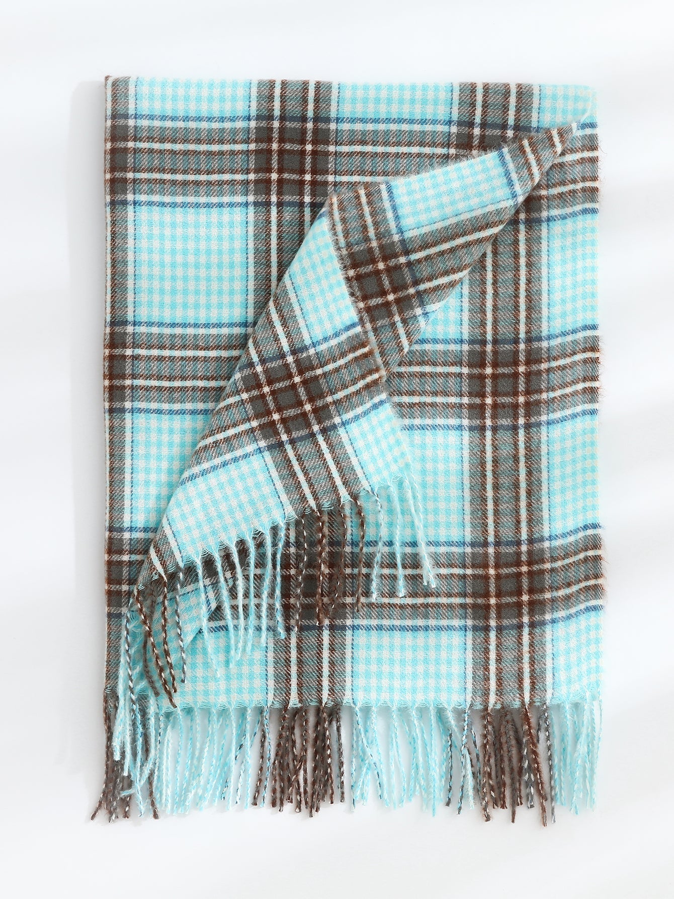 Fringe Hem Plaid Scarf Sai Feel