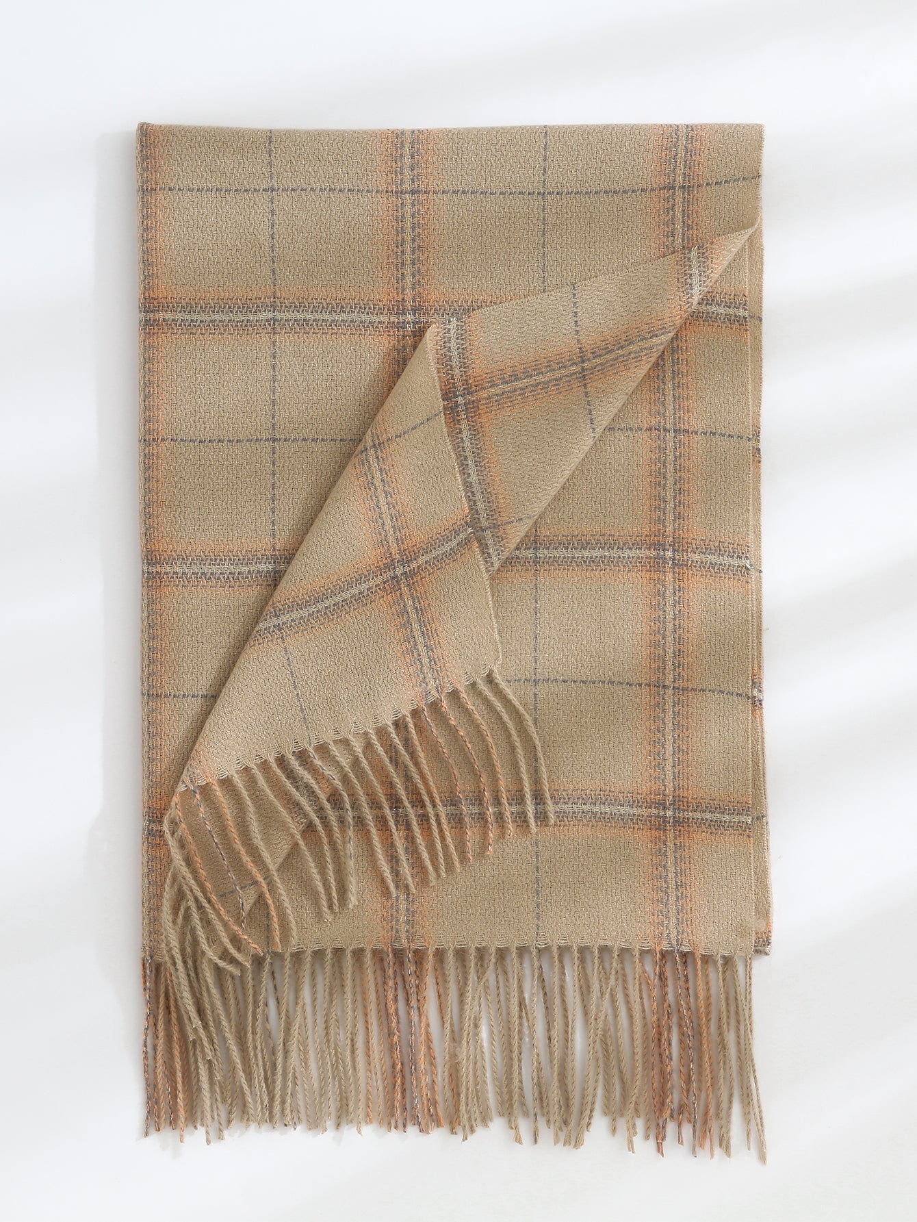 Fringe Hem Plaid Scarf Sai Feel