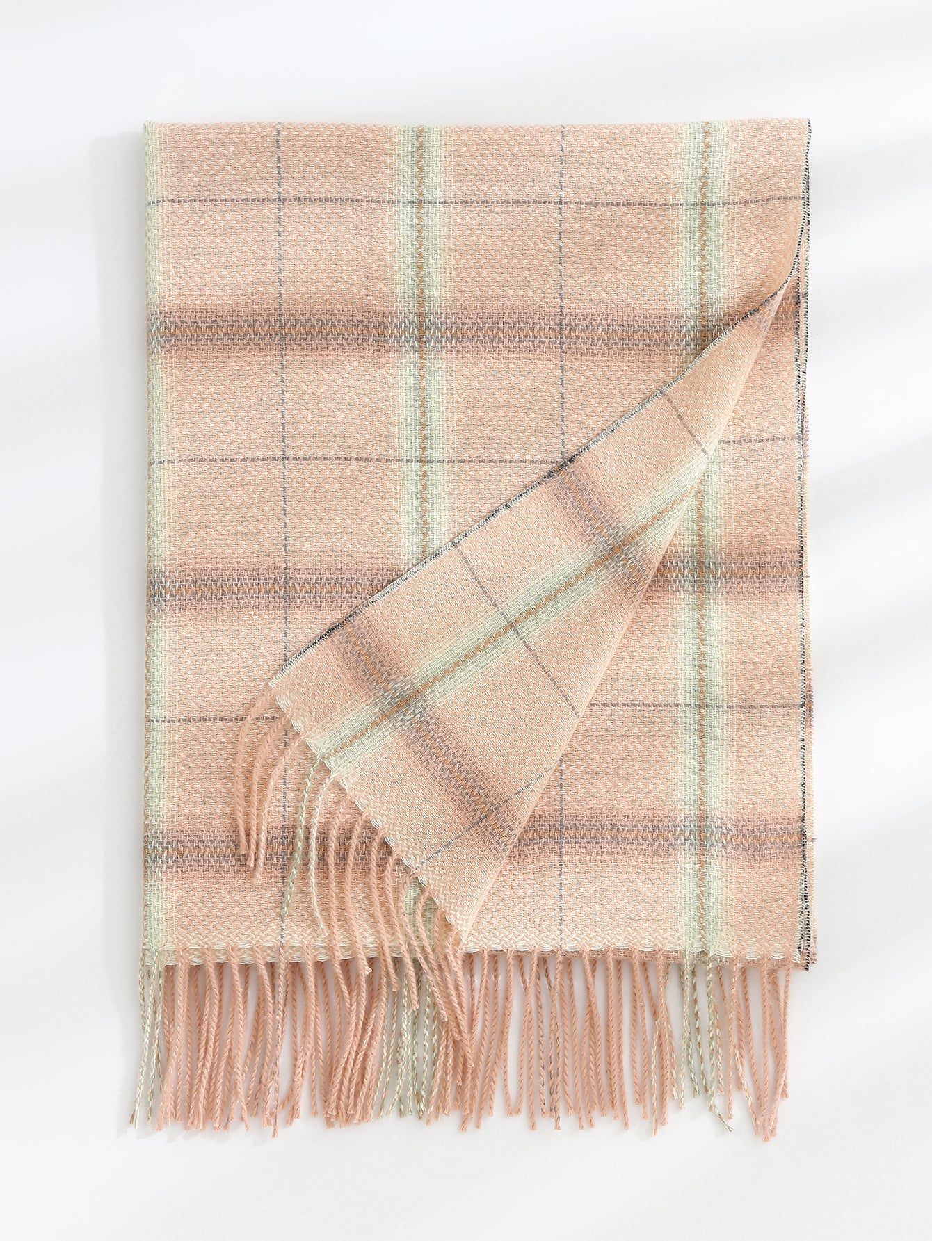 Fringe Hem Plaid Scarf Sai Feel