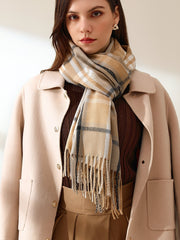 Fringe Hem Plaid Scarf Sai Feel