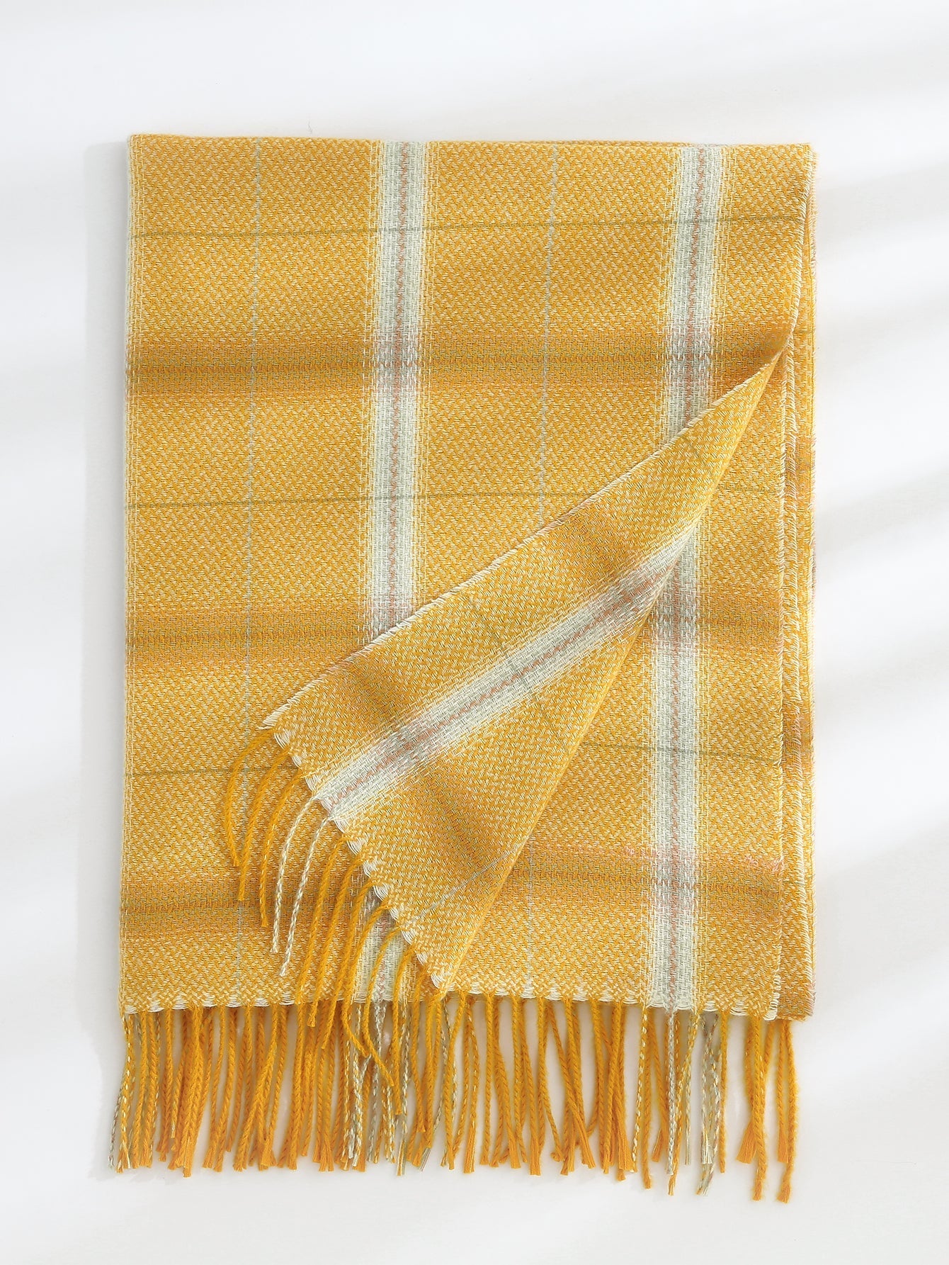 Fringe Hem Plaid Scarf Sai Feel