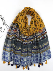 Fringed floral scarf Sai Feel