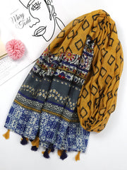 Fringed floral scarf Sai Feel