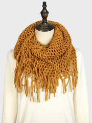 Fringed knitted wool scarf Sai Feel