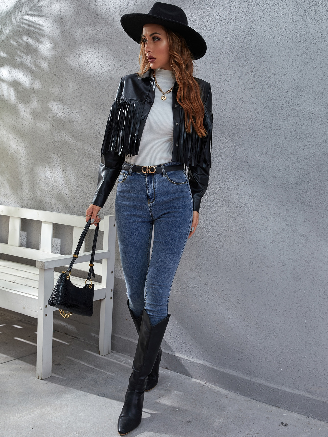 Fringed leather jacket Sai Feel