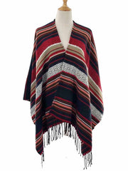 Fringed striped warm shawl Sai Feel