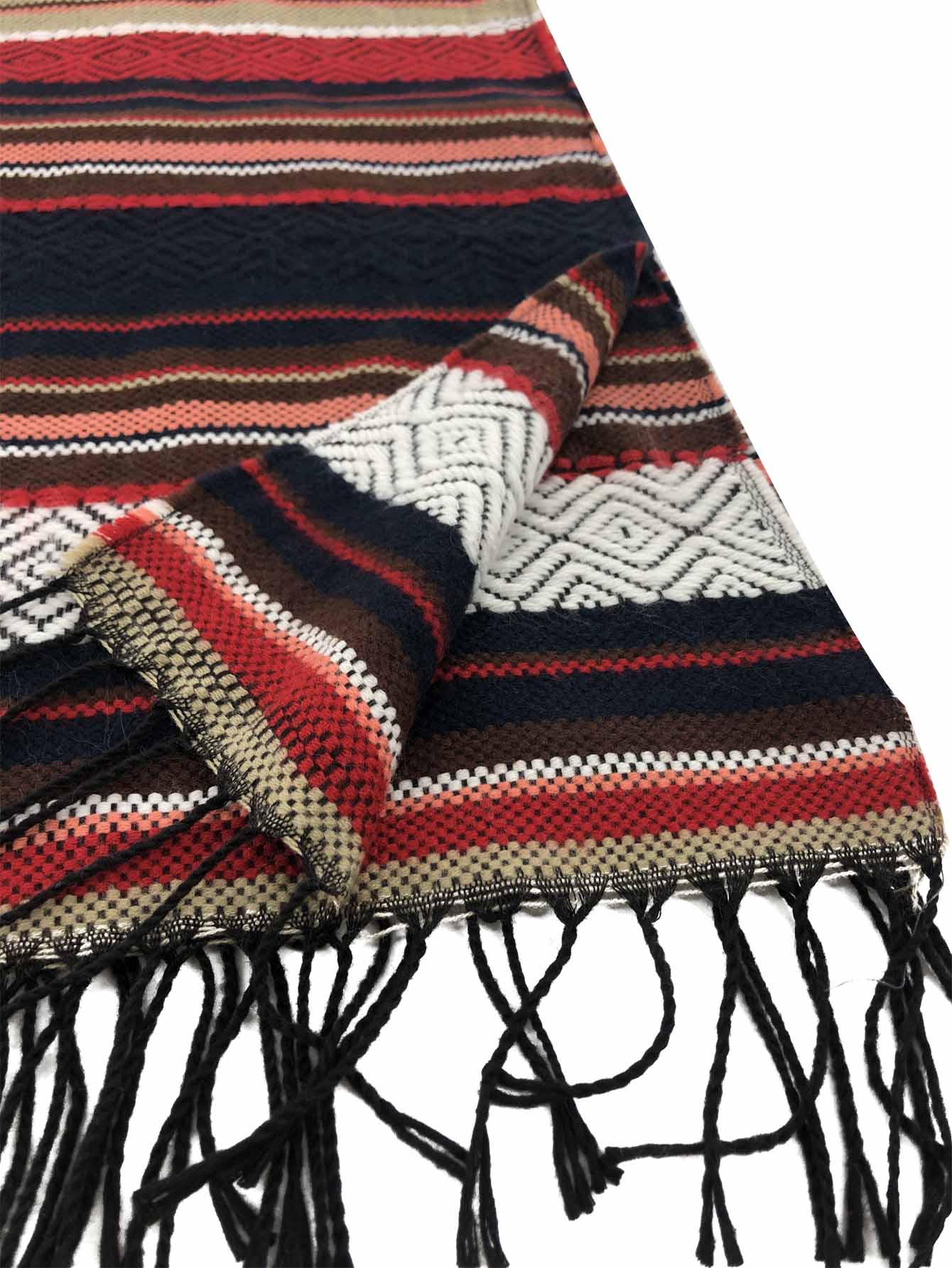 Fringed striped warm shawl Sai Feel