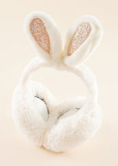 Fuzzy Glitter Rabbit Head Ear Muff Sai Feel