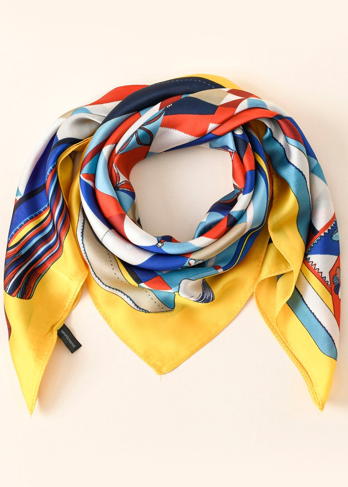 Geometric Flower Print Satin Scarf Sai Feel