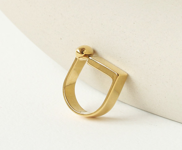 Geometric Minimalist Ring Female Niche Design  Cold Wind D-Shaped Fashion Trending Ring Ornament Male Sai Feel