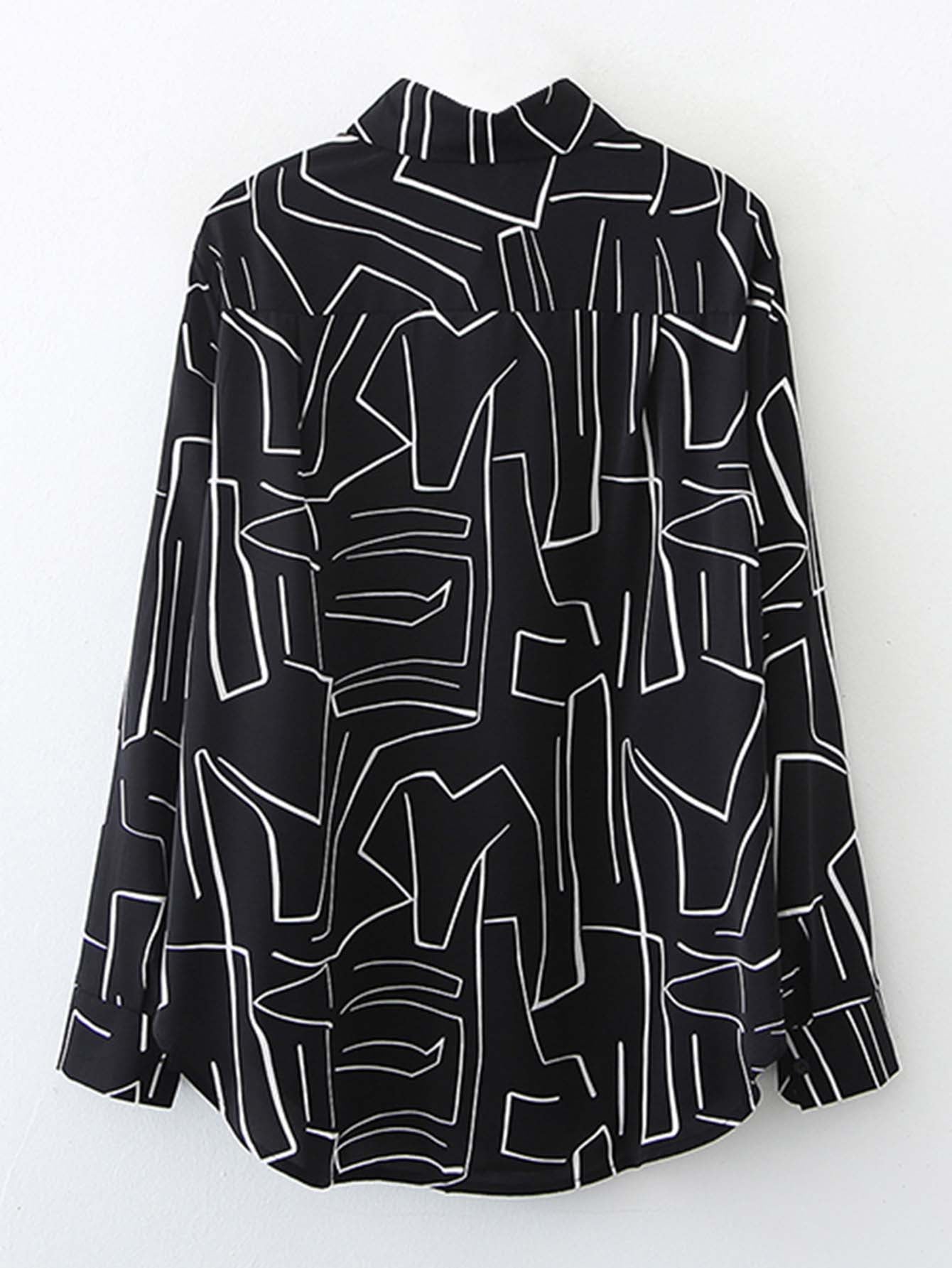 Geometric pattern print long sleeve shirt Sai Feel