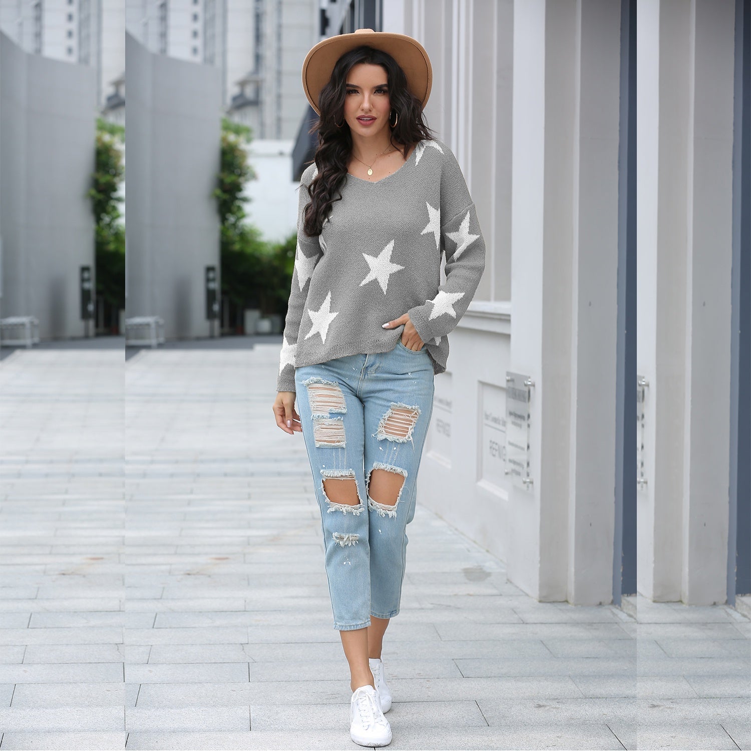Girly Soft Star-Print Sweater Sai Feel
