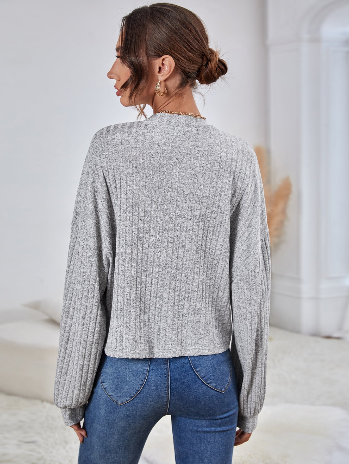 Gray Drop Shoulder Tee Sai Feel