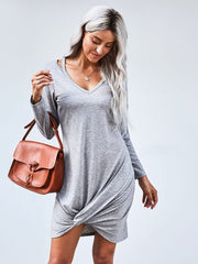 Gray Jersey Twist T-shirt Dress Sai Feel