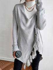 Gray fringed cardigan sweater Sai Feel