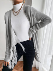 Gray fringed cardigan sweater Sai Feel