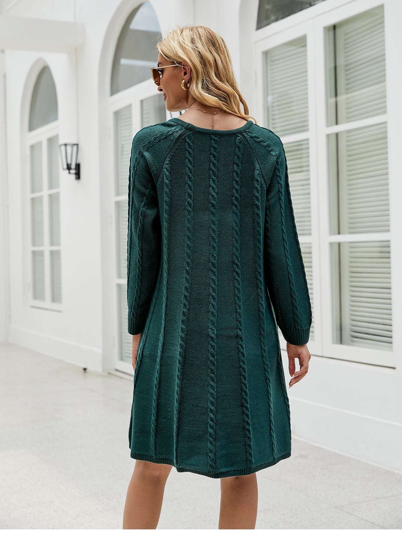 Green pullover twisted knitted dress Sai Feel
