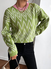 Green wave pattern sweater Sai Feel