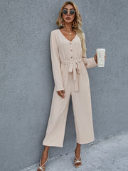 Half Button Belted Jumpsuit Sai Feel