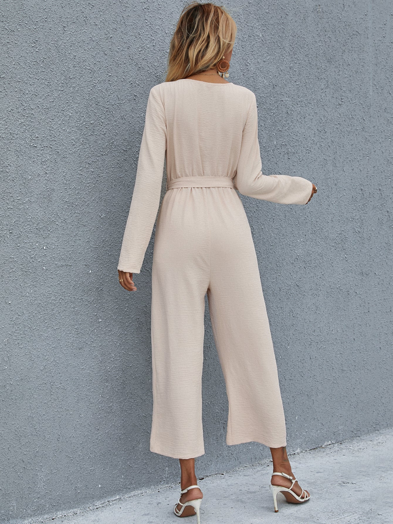 Half Button Belted Jumpsuit Sai Feel