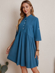 Half Button Shirred Waist Dress Sai Feel