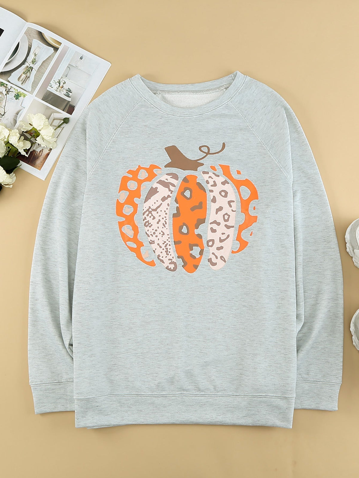 Halloween Pumpkin Leopard Print Plus Size Sweatshirt Sai Feel