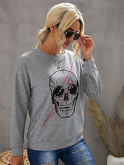 Halloween Skull Graphic Sweatshirt Sai Feel