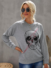 Halloween Skull Graphic Sweatshirt Sai Feel