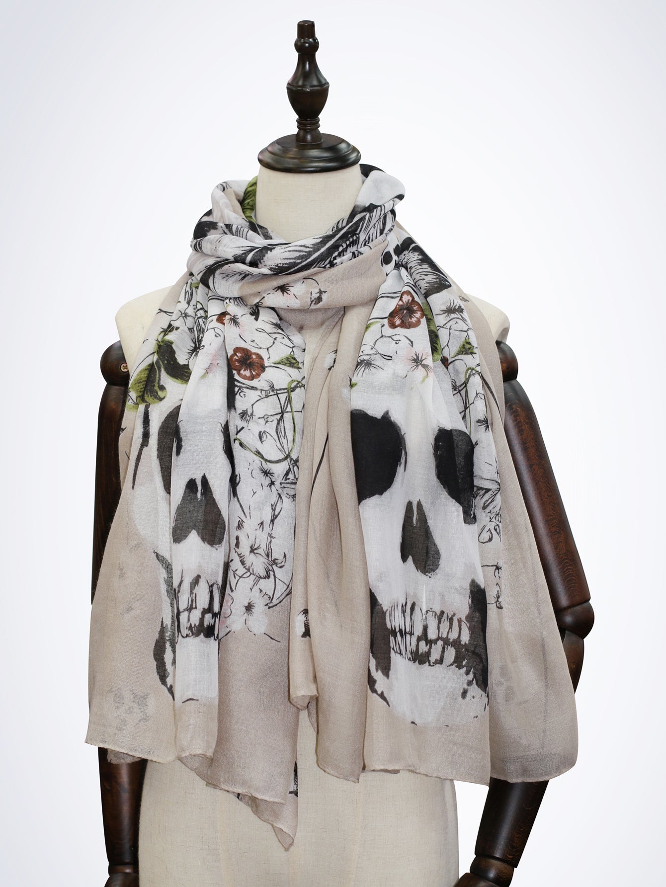 Halloween skull print silk scarf Sai Feel