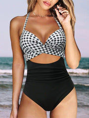 Halter Cross Cutout One Piece Swimsuit Sai Feel