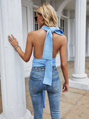 Halter Knit Suspender Sexy Halter Solid Color Vest Sai Feel