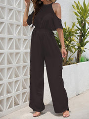 Halter Off-Shoulder Straight Jumpsuit Sai Feel