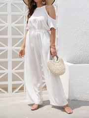 Halter Off-Shoulder Straight Jumpsuit Sai Feel