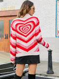 Heart Pattern Drop Shoulder Sweater Sai Feel