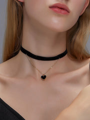 Heart-shaped flannel pendant necklace Sai Feel
