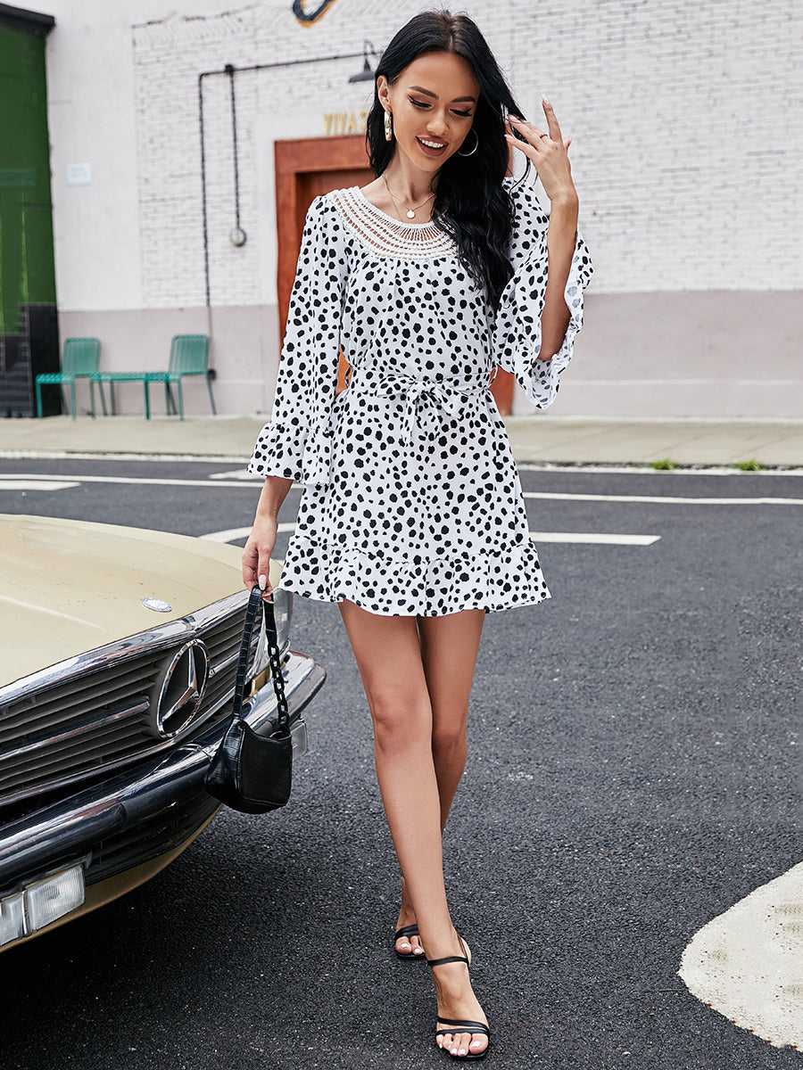 High Quality Ladies Sexy Fashion Skirt hollow-out Women's New Floral Color Office Dress Sai Feel