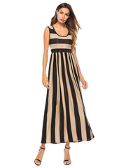 High Strech Striped Sleeveless Flared Dress Sai Feel