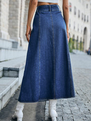 High Waist Flare Maxi Denim Skirt Sai Feel