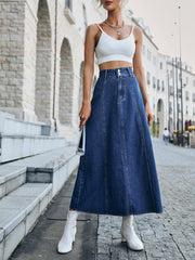 High Waist Flare Maxi Denim Skirt Sai Feel