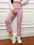 High Waist Plaid Cropped casual & urban Pants Sai Feel