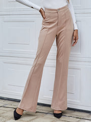 High Waist Solid Flare Leg Pants Sai Feel