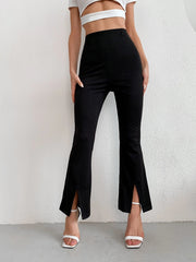 High Waist Split Hem Flare Leg Pants Sai Feel